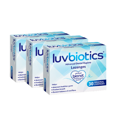 Luvbiotics Original Lozenges With Probiotics For Healthy Gums, Fresh Breath And Cavity Protection, 3 Packs Of 30