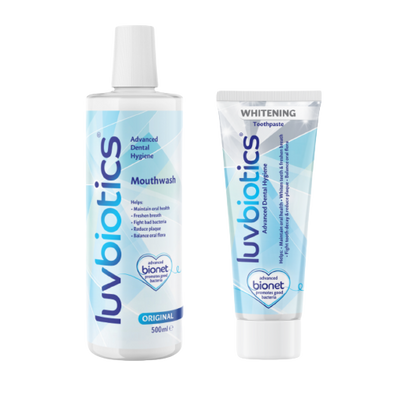 Luvbiotics Advanced Dental Hygiene With Probiotics Whitening Toothpaste And Mouthwash Kit