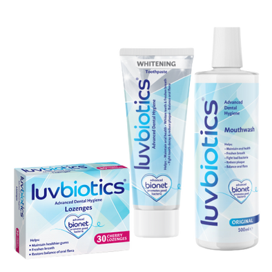 Luvbiotics Advanced Dental Hygiene With Probiotics Whitening Kit With Cherry Lozenges