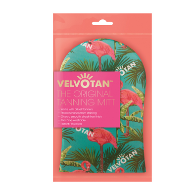 VELVOTAN Flamingo - The Original Tanning Mitt - Self Tanning Applicator - Clever Lotion Resistant - Reusable - Sleek Application, Free Shipping