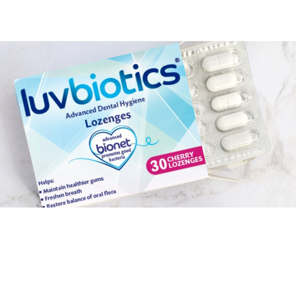 Luvbiotics Advanced Dental Hygiene Cherry Lozenges With Probiotics For Healthy Gums, Fresh Breath And Cavity Protection, 3 Packs Of 30 Lozenges