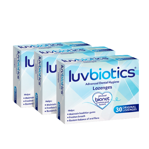 Luvbiotics Original Lozenges With Probiotics For Healthy Gums, Fresh Breath And Cavity Protection, 3 Packs Of 30