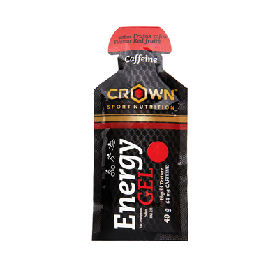 Energy Gel with Liquid Texture, carbohydrates, aminoacids and Electrolytes - Red Fruits Caffeine Flavour 40g