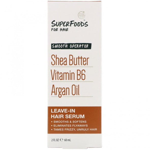 Petal Fresh - Pure, SuperFoods for Hair, Smooth Operator Leave-In Hair Serum, Shea Butter, Vitamin B6 & Argan Oil, 2 fl oz (60 ml)